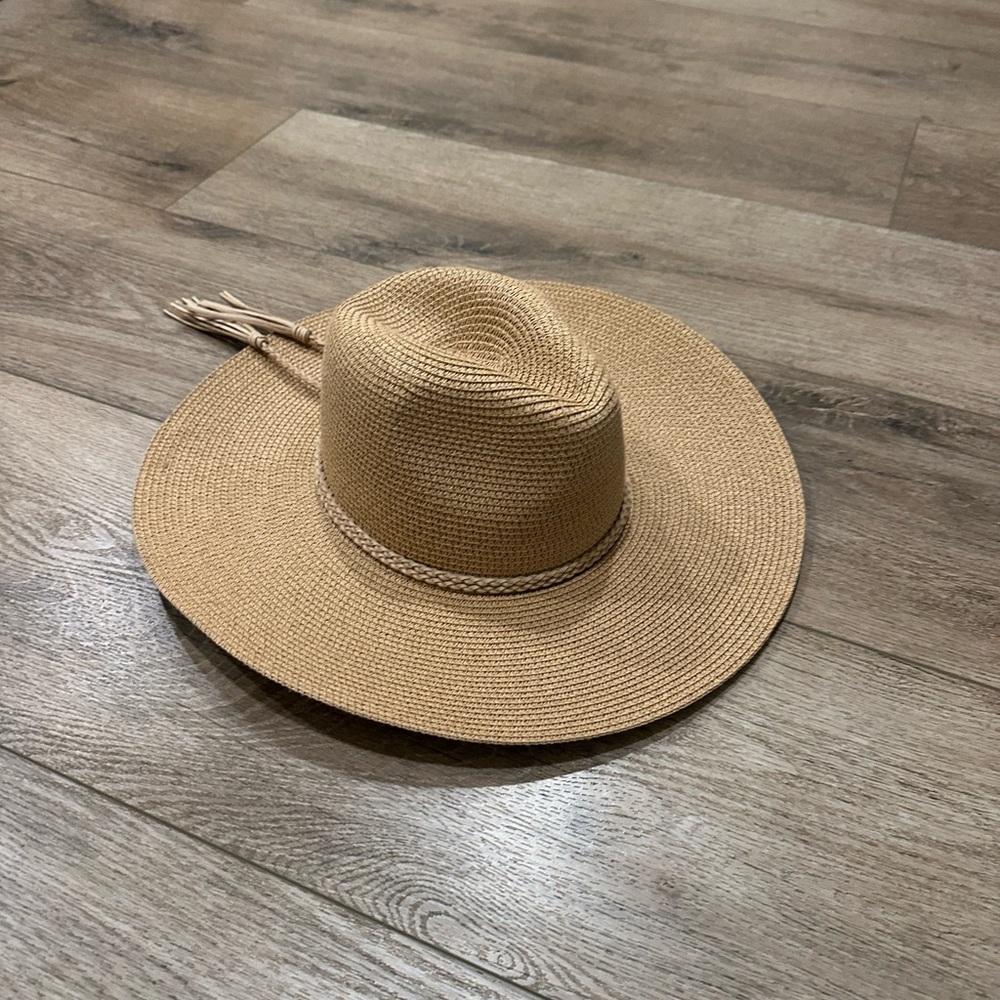 Glitzy Bella Tan Wide-Brim Hat